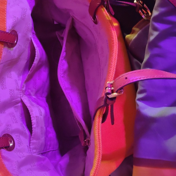 Michael‎ Kors Yellow Canvas Leather Trim Tote Bag Shoulder Bag - Picture 3 of 4